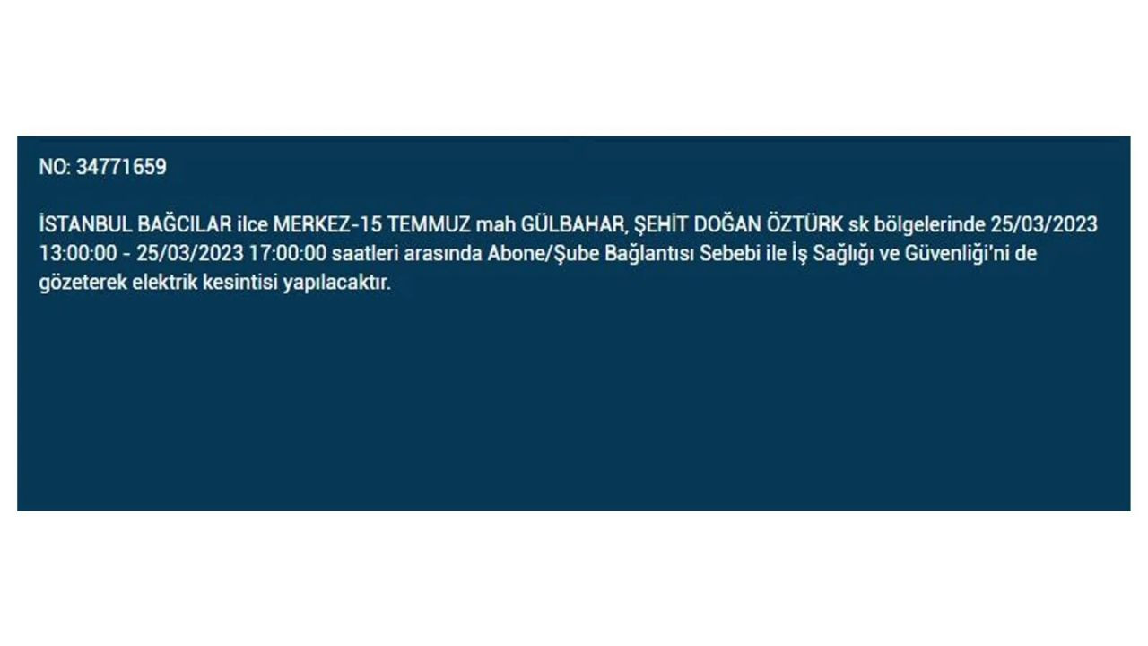 İstanbul'da elektriğin kesileceği ilçeler belli oldu! 25 Mart İstanbul elektrik kesintisi - Sayfa 29