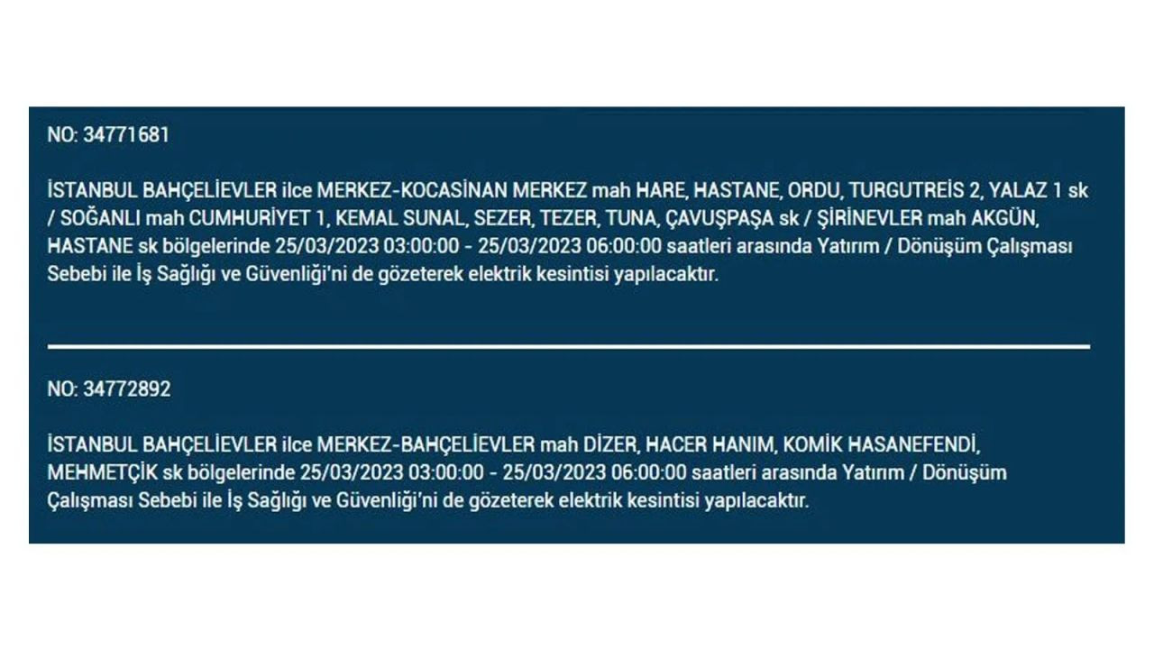 İstanbul'da elektriğin kesileceği ilçeler belli oldu! 25 Mart İstanbul elektrik kesintisi - Sayfa 28