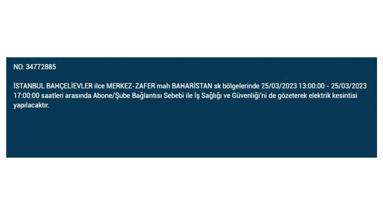 İstanbul'da elektriğin kesileceği ilçeler belli oldu! 25 Mart İstanbul elektrik kesintisi - Sayfa 25