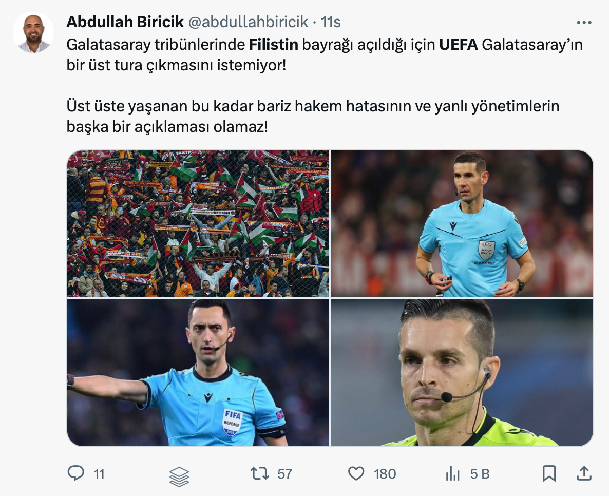 Sosyal medyayı kasıp kavuran şok iddia: “Galatasaray Filistin’e destek verdiği için UEFA operasyon yapıyor” Herkes bu olayı konuşuyor… - Sayfa 12