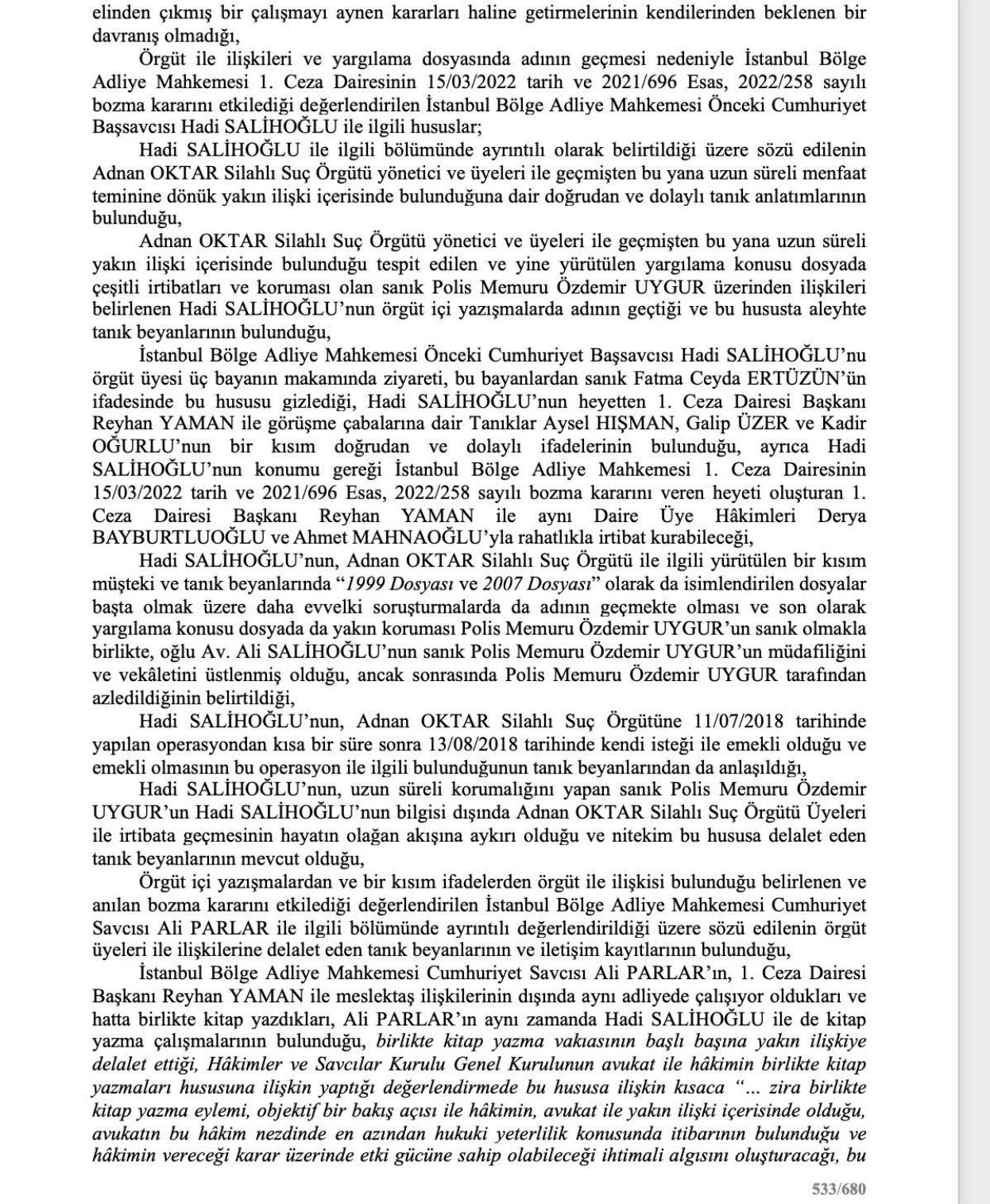 O rapor ortaya çıktı! Adnan Oktar ve örgütünü aklayan hakim ve savcılar bakın neler yapmış... - Sayfa 65