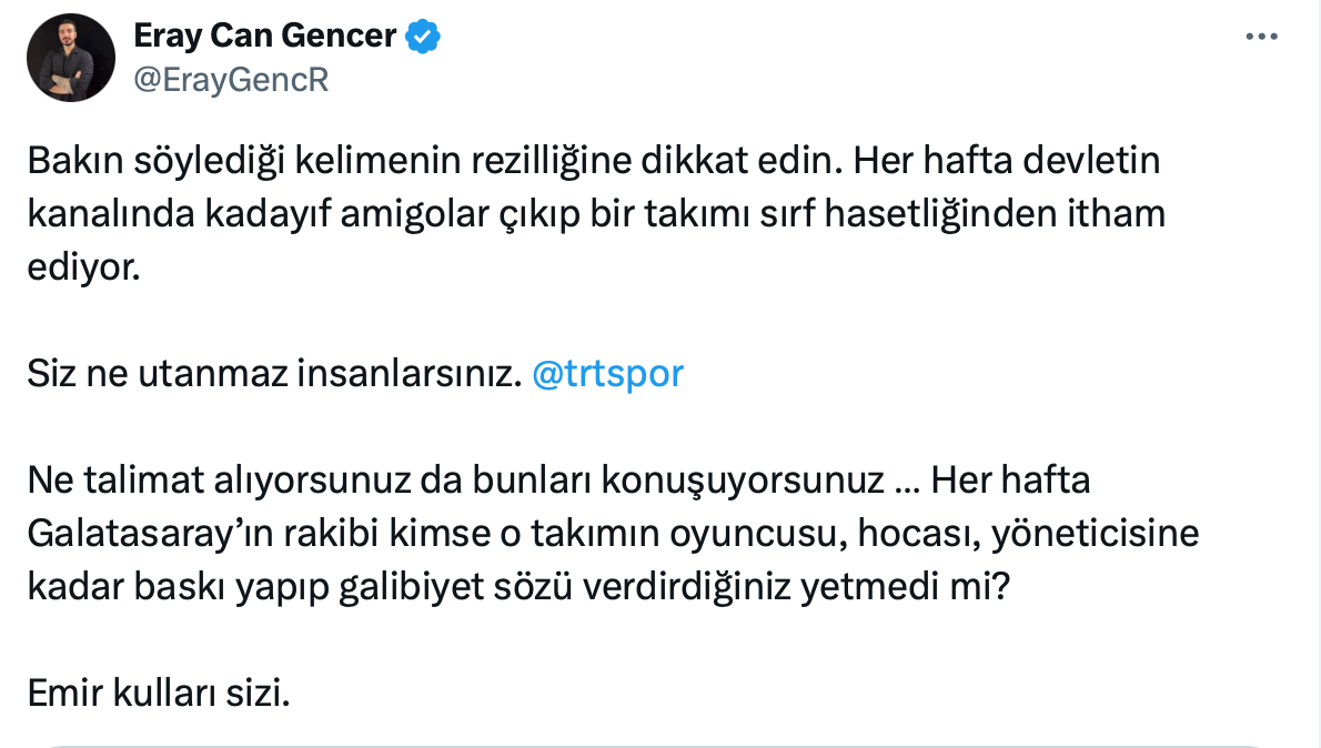 TRT Spor yorumcusundan olay yaratan yorum! “Rakip Fenerbahçe olsaydı engel olmaya çalışırlardı ama…” Sosyal medyada Galatasaraylıları isyan ettirdi - Sayfa 5
