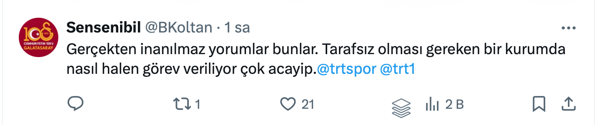 TRT Spor yorumcusundan olay yaratan yorum! “Rakip Fenerbahçe olsaydı engel olmaya çalışırlardı ama…” Sosyal medyada Galatasaraylıları isyan ettirdi - Sayfa 9