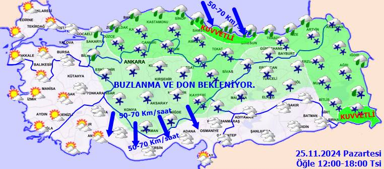 13 il için sarı, 11 il için turuncu alarm! Kuvvetli sağanak ve yoğun kar geliyor... İşte 25 Kasım Pazartesi hava durumu... - Sayfa 6
