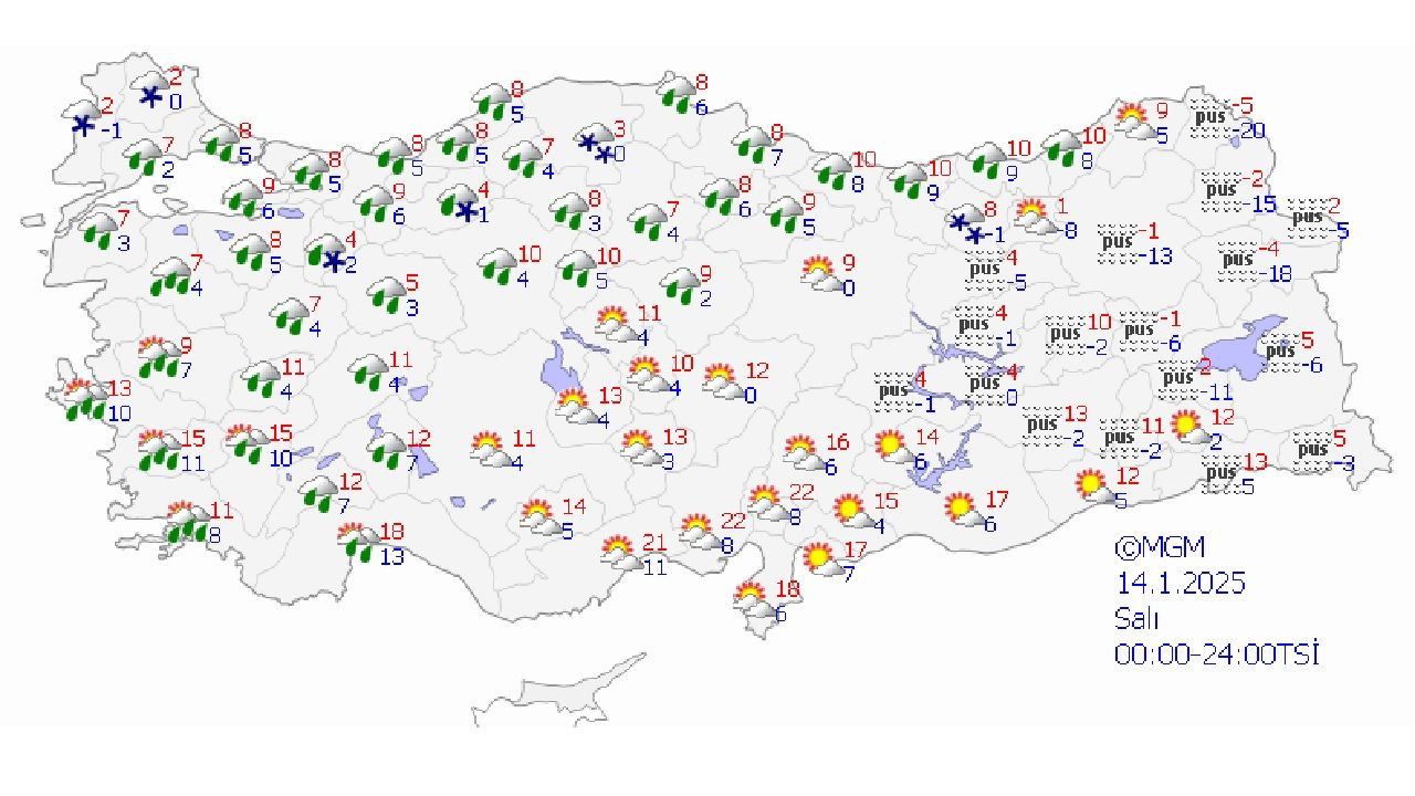 Meteoroloji 14 Ocak 2025 Salı günü hava durumu tahminlerini açıkladı! İşte il il hava durumu... - Sayfa 1