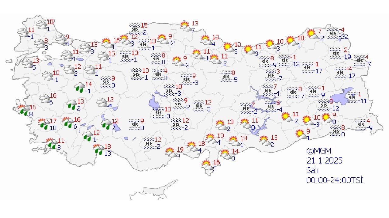 21 Ocak 2025 Türkiye geneli hava durumu raporu yayınlandı! İşte Ankara, İzmir, Bursa, İstanbul başta olmak üzere beklenen sıcaklıklar... - Sayfa 1