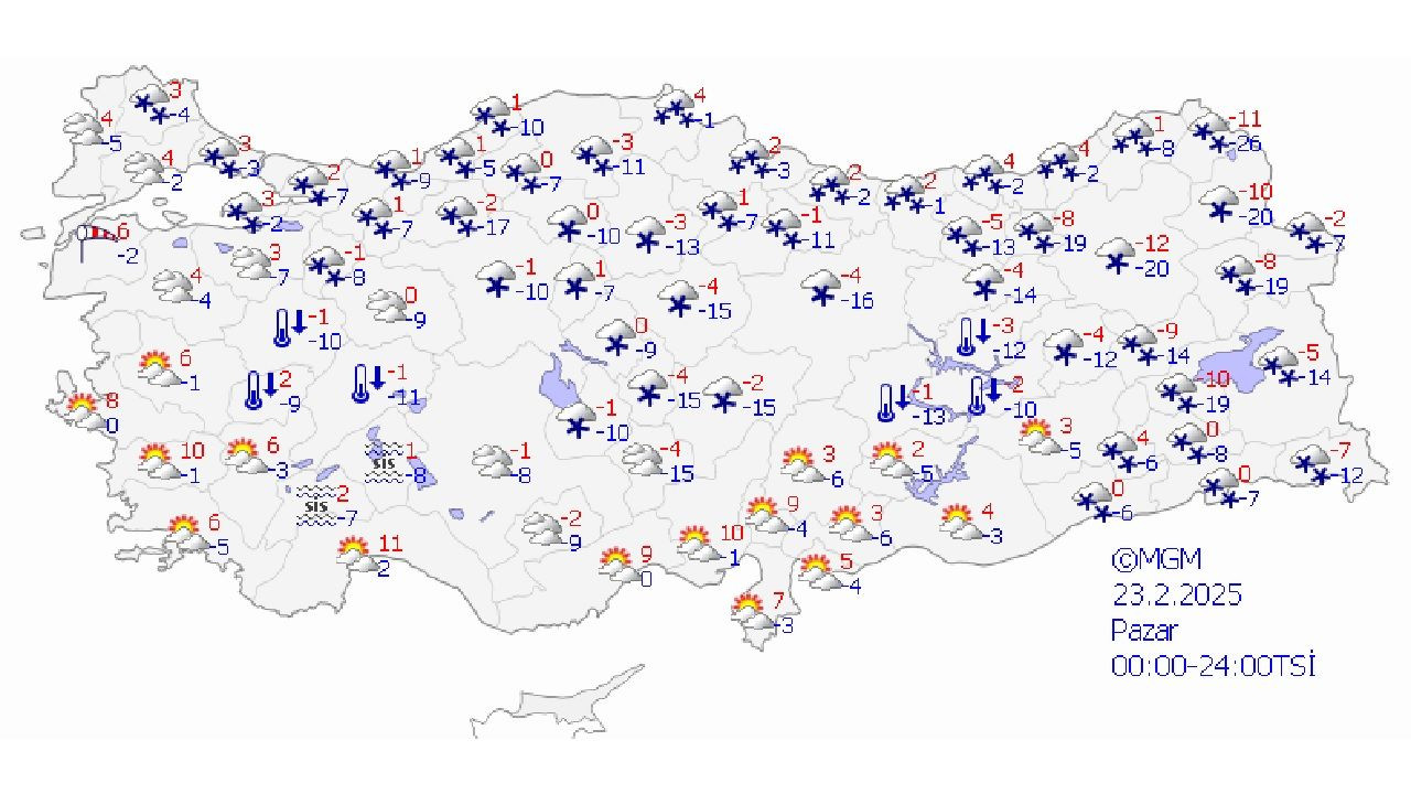 23 Şubat 225 Yurt geneli hava durumu tahmin raporu yayınlandı! Kuvvetli yağış ve rüzgara dikkat... - Sayfa 1