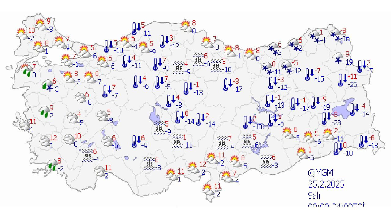 25 Şubat 2025 Salı Yurt geneli hava durumu! İstanbul, Ankara ve İzmir başta olmak üzere beklenen sıcaklık değerleri... - Sayfa 1