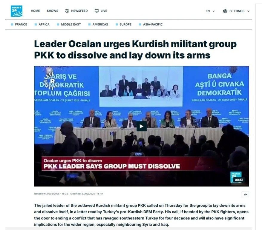 Dünya basını terör elebaşı Öcalan'ın PKK'ya silah bırakma çağrısını manşetlerine taşıdı - Sayfa 1