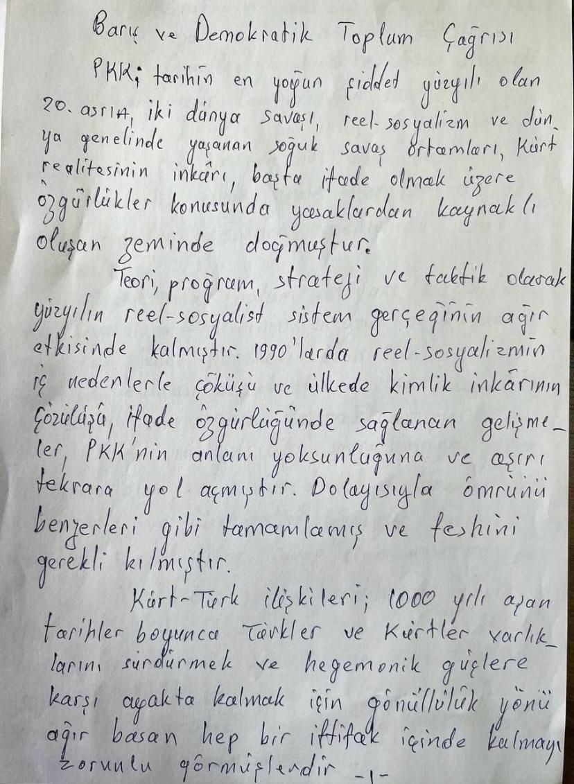 Abdullah Öcalan'ın el yazısı ile yazdığı mektubun tamamı ortaya çıktı! - Sayfa 3