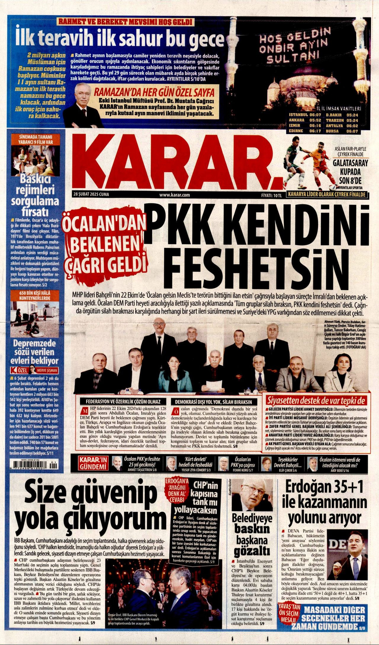 Terör örgütü elebaşı Abdullah Öcalan'ın tarihi çağrısı gazete manşetlerinde! Hangi gazete nasıl gördü? İşte bugünkü Hürriyet, Milliyet, Sabah, Takvim, Yenişafak, Cumhuriyet, Sözcü gazete manşetleri... - Sayfa 4