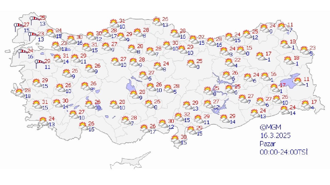 16 Mart 2025 Yurt geneli hava durumu tahminleri yayınlandı! Çarşamba günü ani hava değişimine dikkat! - Sayfa 1