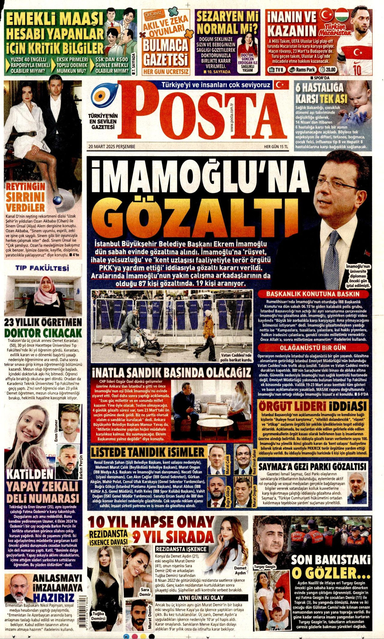 Ekrem İmamoğlu gözaltısı manşetlerde! Hangi gazete nasıl gördü? İşte 20 Mart Perşembe gazete manşetleri... - Sayfa 12