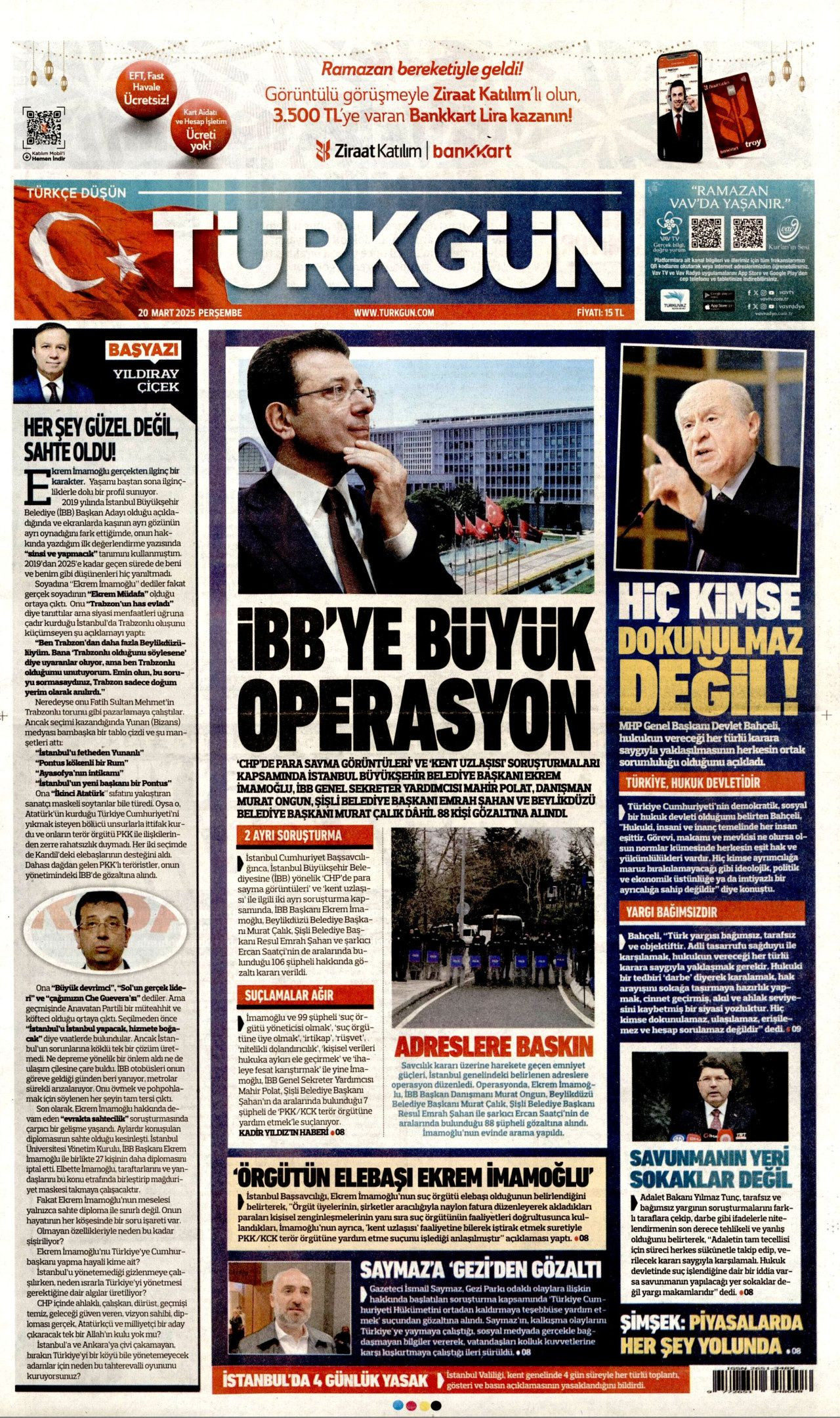 Ekrem İmamoğlu gözaltısı manşetlerde! Hangi gazete nasıl gördü? İşte 20 Mart Perşembe gazete manşetleri... - Sayfa 13