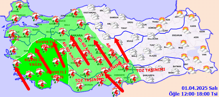 Meteorolojiden 8 il için kuvvetli yağış, fırtına ve toz taşınımı uyarısı! - Sayfa 3