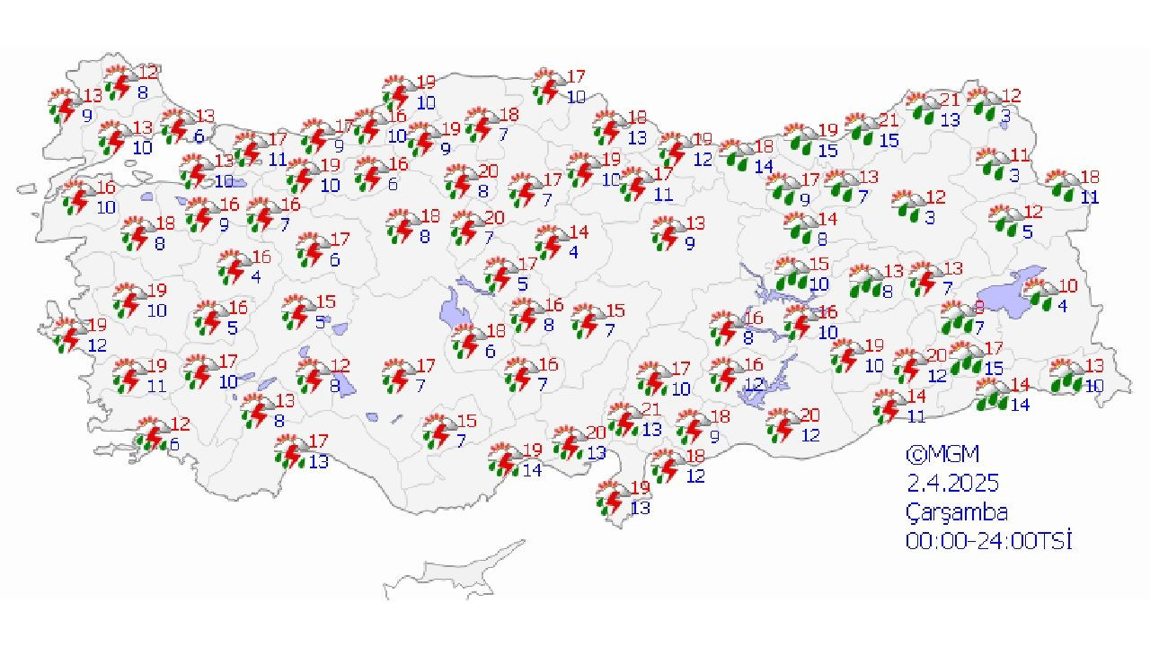 2 Nisan 2025 Çarşamba yurt geneli hava durumu! Kuvvetli yağışa dikkat! - Sayfa 1
