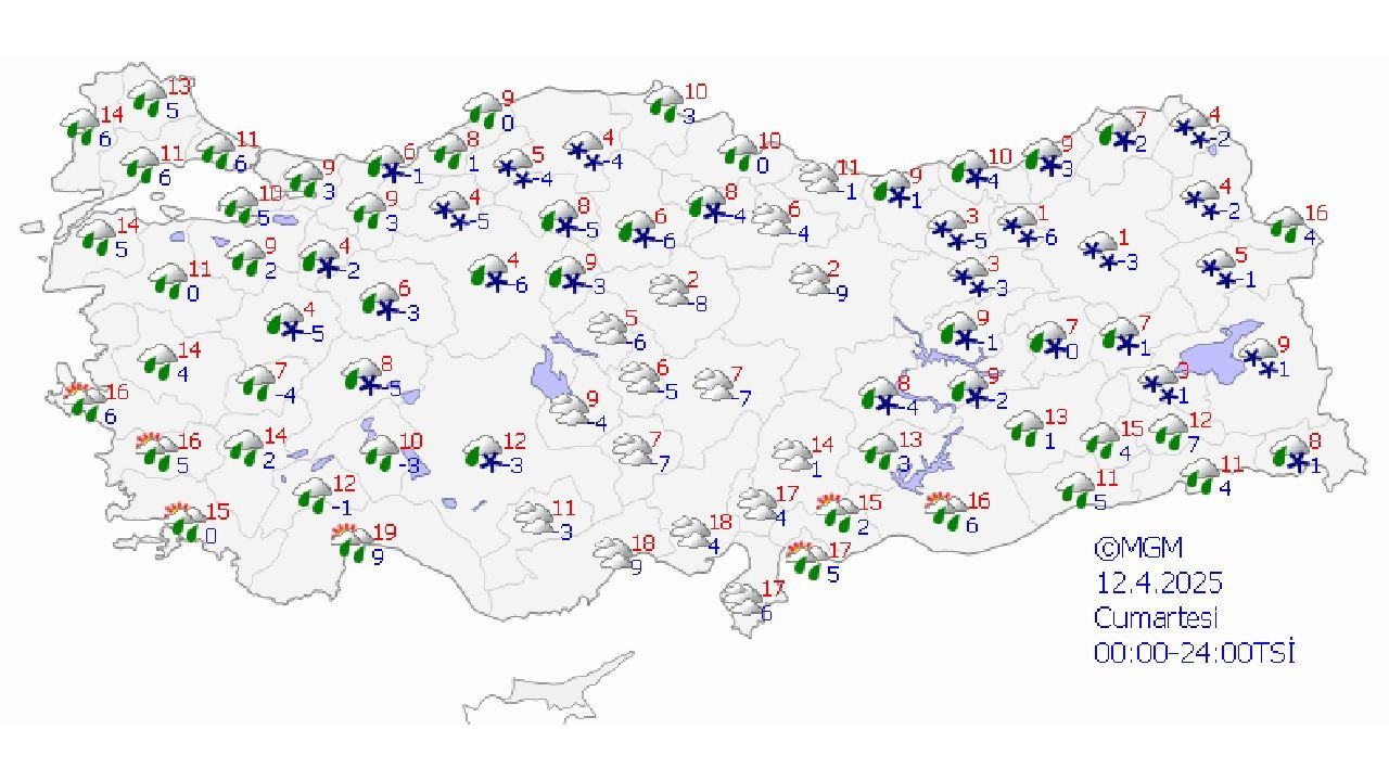 12 Nisan 2025 Türkiye genelinde sağanak ve kar yağışı devam edecek! Ankara, İzmir, İstanbul ve Bursa'da beklenen hava durumu... - Sayfa 1