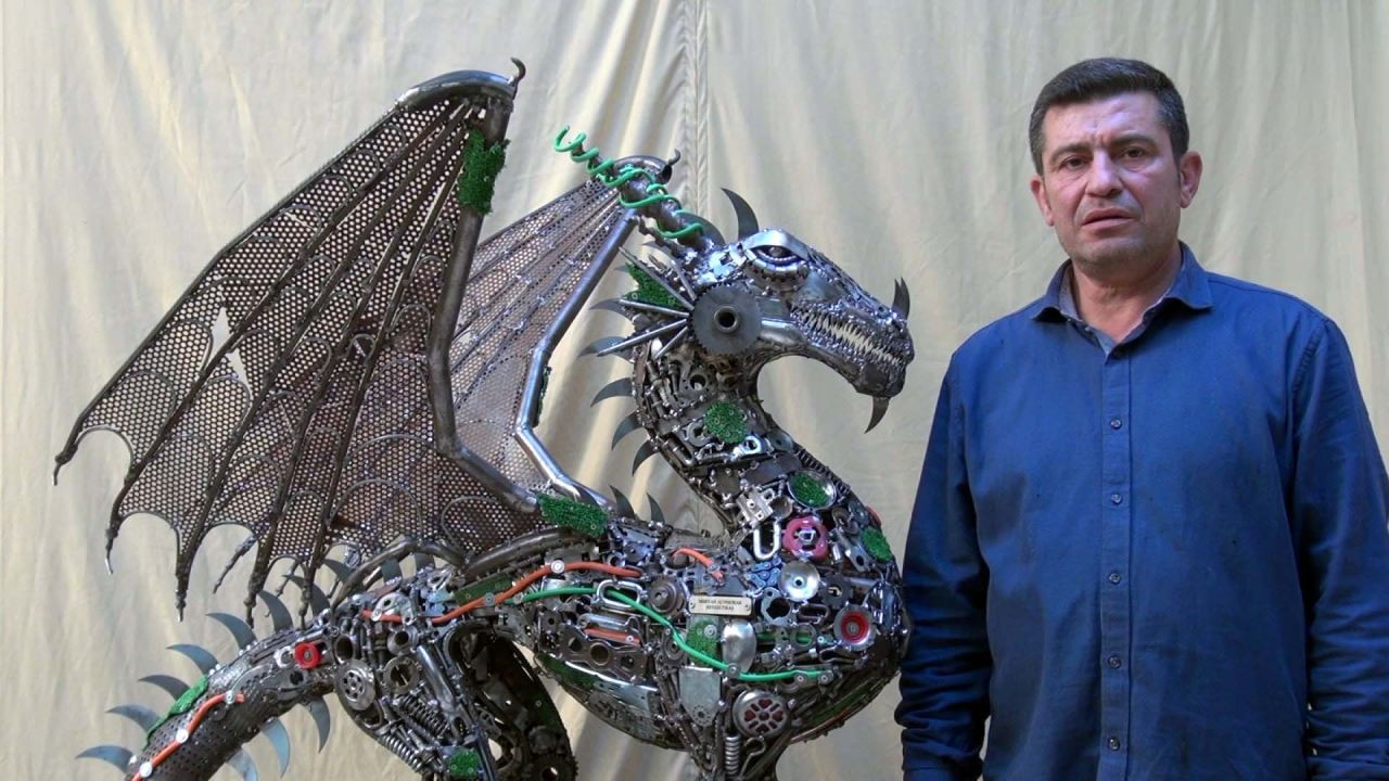 Geri dönüşüm sanatçısı Mervan Altınorak'tan hurda ve atıklarla ejderha heykeli - Sayfa 5