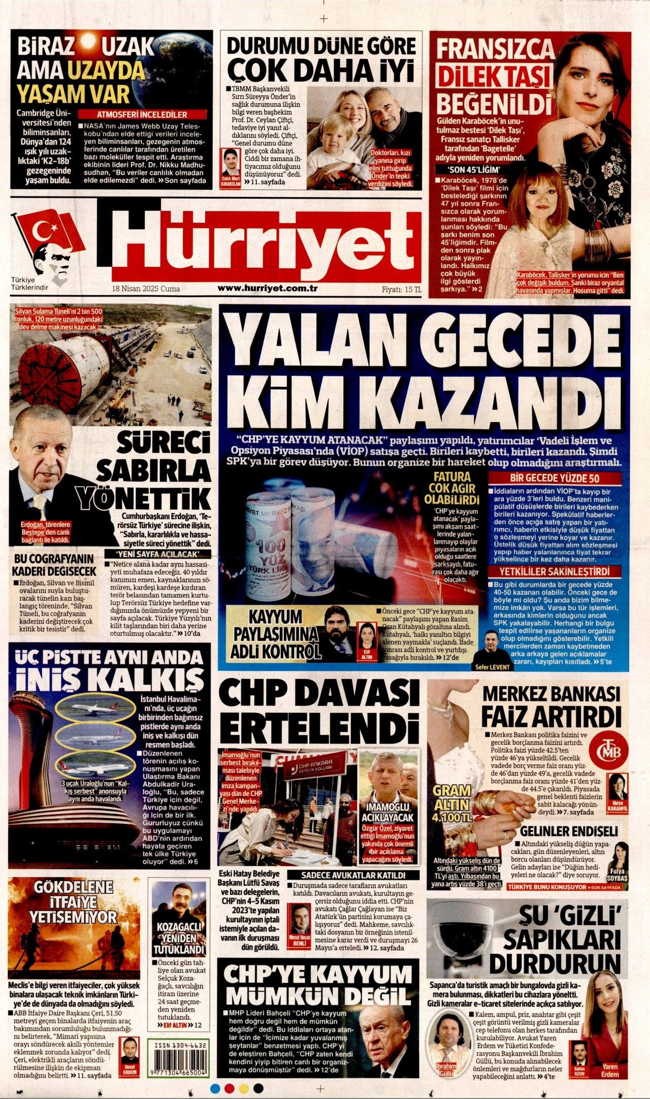 'CHP'ye kayyum atanacak' yalanında kim kazandı? Bir gecede yüzde 50... İşte 18 Nisan Cuma gazete manşetleri! - Sayfa 1