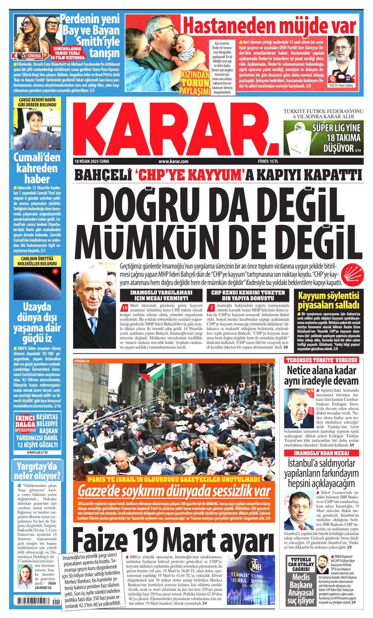 'CHP'ye kayyum atanacak' yalanında kim kazandı? Bir gecede yüzde 50... İşte 18 Nisan Cuma gazete manşetleri! - Sayfa 3