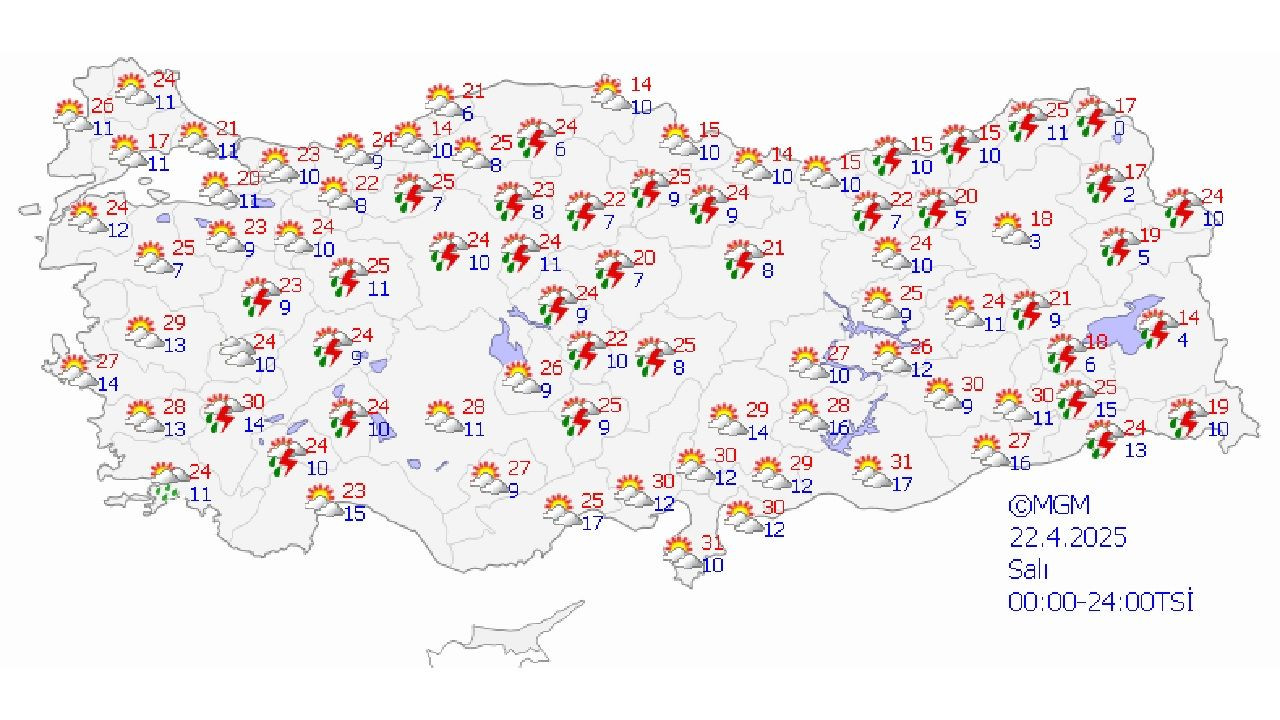 22 Nisan 2025 Türkiye geneli hava durumu! Yurdun büyük bölümünde hava sıcaklıkları mevsim normallerinin üzerinde olacak... - Sayfa 1