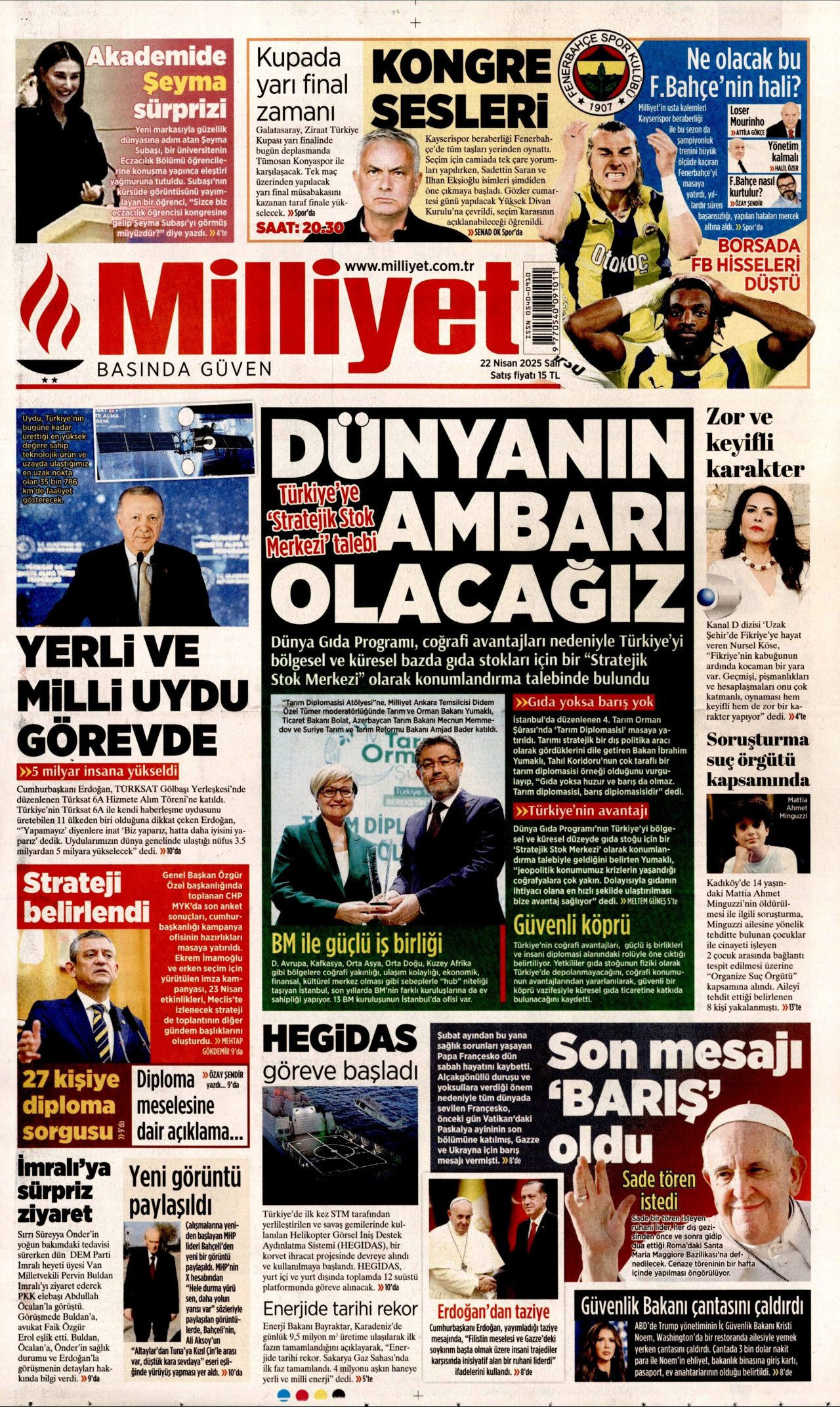 Gıda krizlerine ilk müdahale Türkiye'den! Dünyanın ambarı olacağız... 22 Nisan Gazete manşetleri... - Sayfa 12