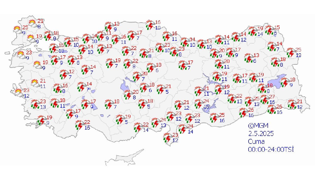 2 Mayıs 2025 Meteoroloji yurt geneli hava durumu! Olumsuz hava koşullarına karşı önleminizi alın... - Sayfa 1