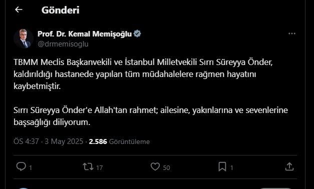 Siyasilerden, Sırrı Süreyya Önder için başsağlığı mesajları... "Türkiye idealine katkı sunma gayretiyle daima hatırlanacaktır" - Sayfa 4