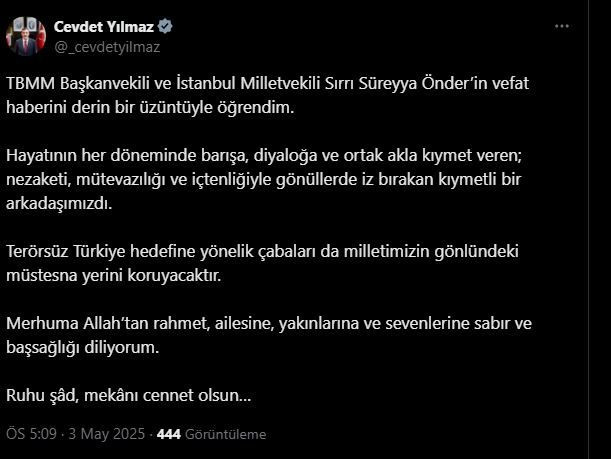 Siyasilerden, Sırrı Süreyya Önder için başsağlığı mesajları... "Türkiye idealine katkı sunma gayretiyle daima hatırlanacaktır" - Sayfa 7