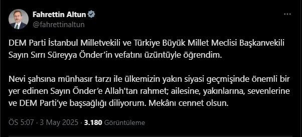 Siyasilerden, Sırrı Süreyya Önder için başsağlığı mesajları... "Türkiye idealine katkı sunma gayretiyle daima hatırlanacaktır" - Sayfa 6