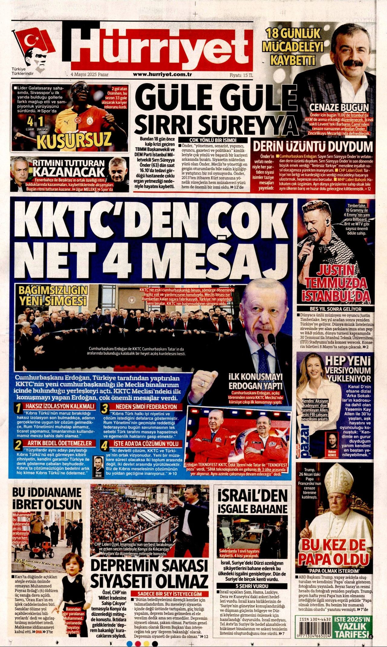 Cumhurbaşkanı Erdoğan'ın KKTC'deki tarihi sözleri gazete manşetlerinde - Sayfa 1