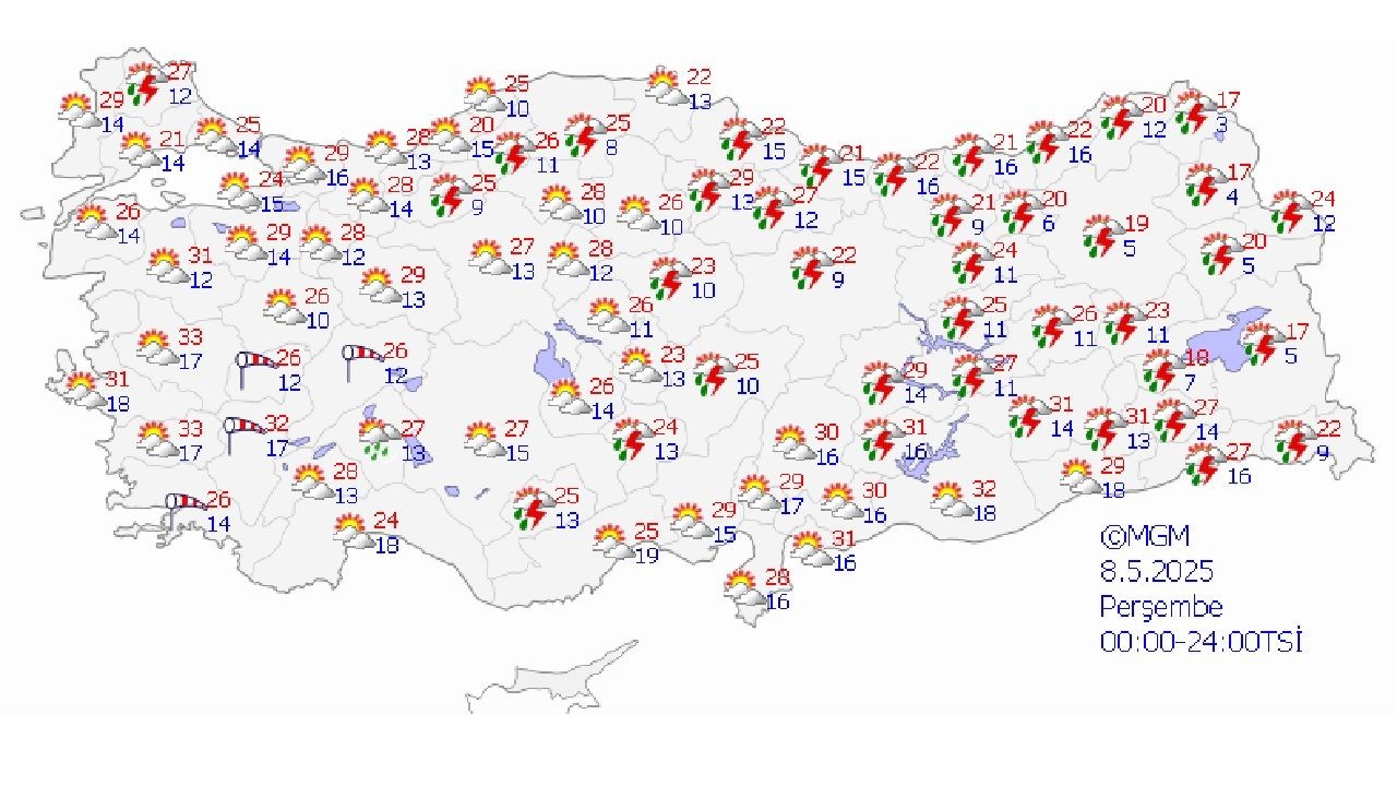 8 Mayıs 2025 Meteoroloji bir çok bölge için uyardı: Sağanak ve gök gürültülü yağış bekleniyor - Sayfa 2