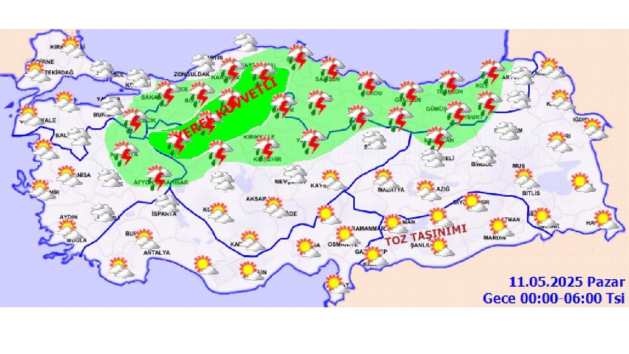 11 Mayıs 2025 Pazar Meteoroloji hava durumu tahminlerini paylaştı! Kuvvetli sağanak yağışa dikkat... - Sayfa 2