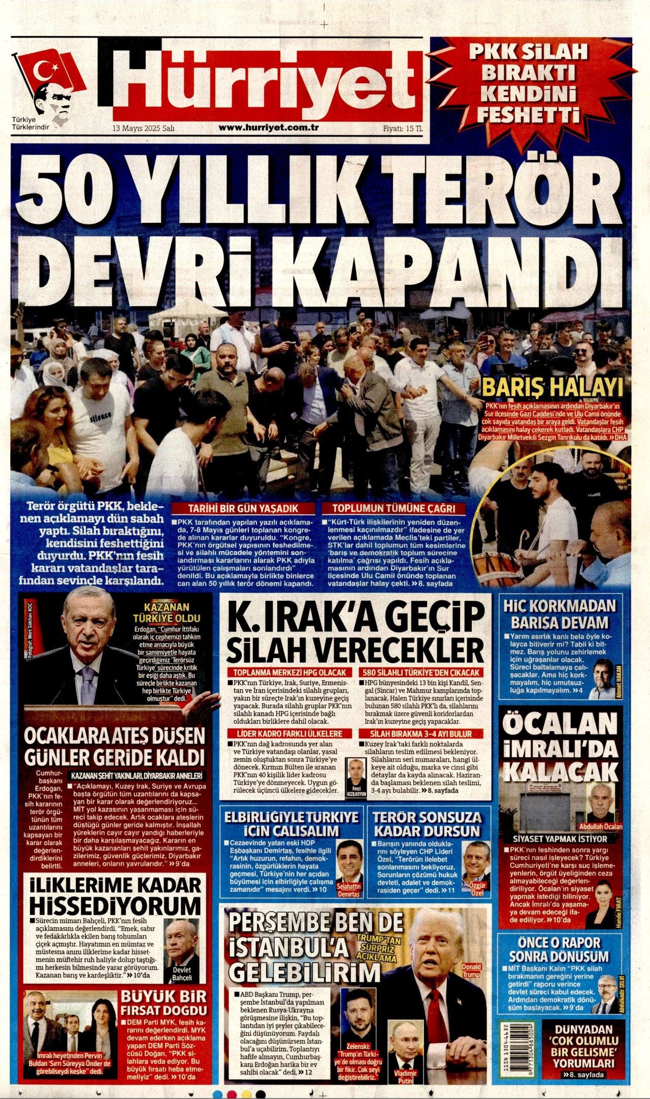 50 yıllık terör devri kapandı! PKK 4 aşamada tasfiye edilecek... Tarihi fesih kararı gazete manşetlerinde! - Sayfa 1