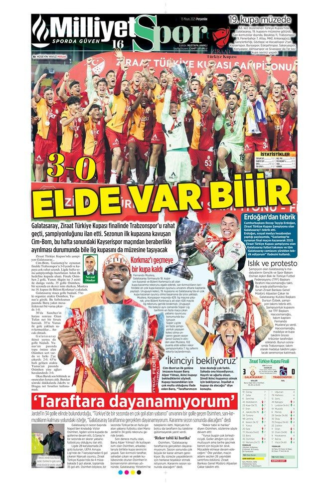 "Şampiyon Los 'Gala'cticos" Galatasaray'ın görkemli Türkiye Kupası zaferi gazete manşetlerinde - Sayfa 10