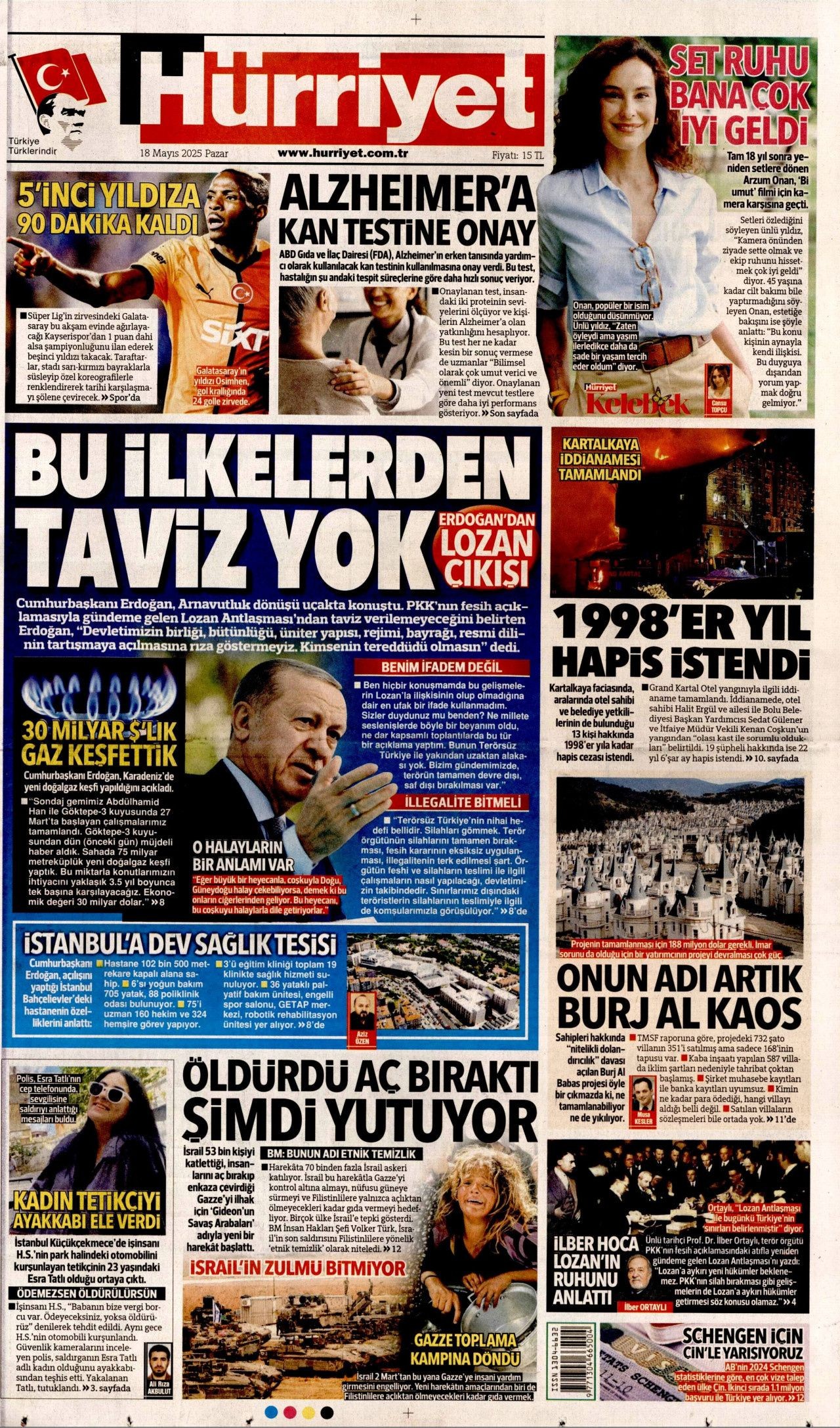 Cumhurbaşkanı Erdoğan'dan 30 milyar dolarlık doğalgaz müjdesi! 18 Mayıs Pazar gazete manşetleri... - Sayfa 1