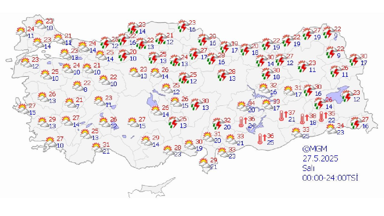 27 Mayıs 2025 Meteorolojiden uyarı geldi! Yurt genelinde sağanak, rüzgar ve toz taşınımı bekleniyor... - Sayfa 1