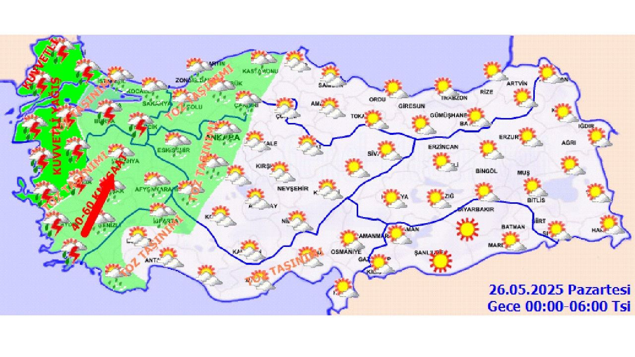 27 Mayıs 2025 Meteorolojiden uyarı geldi! Yurt genelinde sağanak, rüzgar ve toz taşınımı bekleniyor... - Sayfa 2