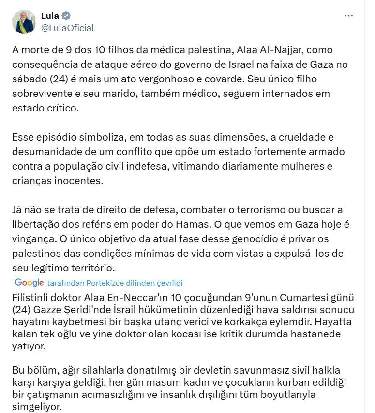 İsrail'in saldırısında 9 çocuğunu kaybeden Filistinli anne olayı Brezilya lideri Lula'yı çileden çıkardı - Sayfa 2