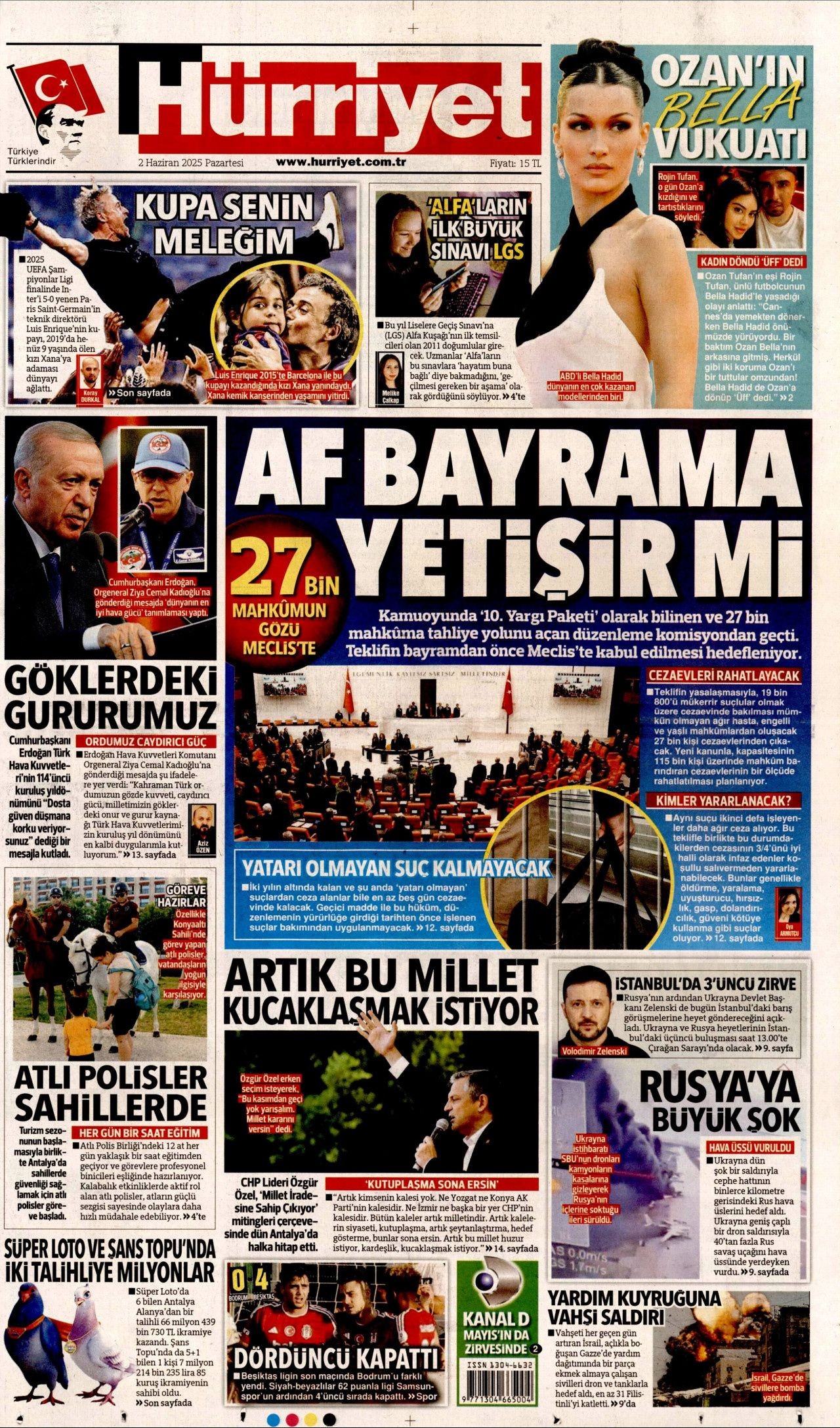 Af bayrama yetişir mi? 27 bin mahkumun gözü Meclis'te! 2 Haziran Pazartesi gazete manşetleri - Sayfa 1
