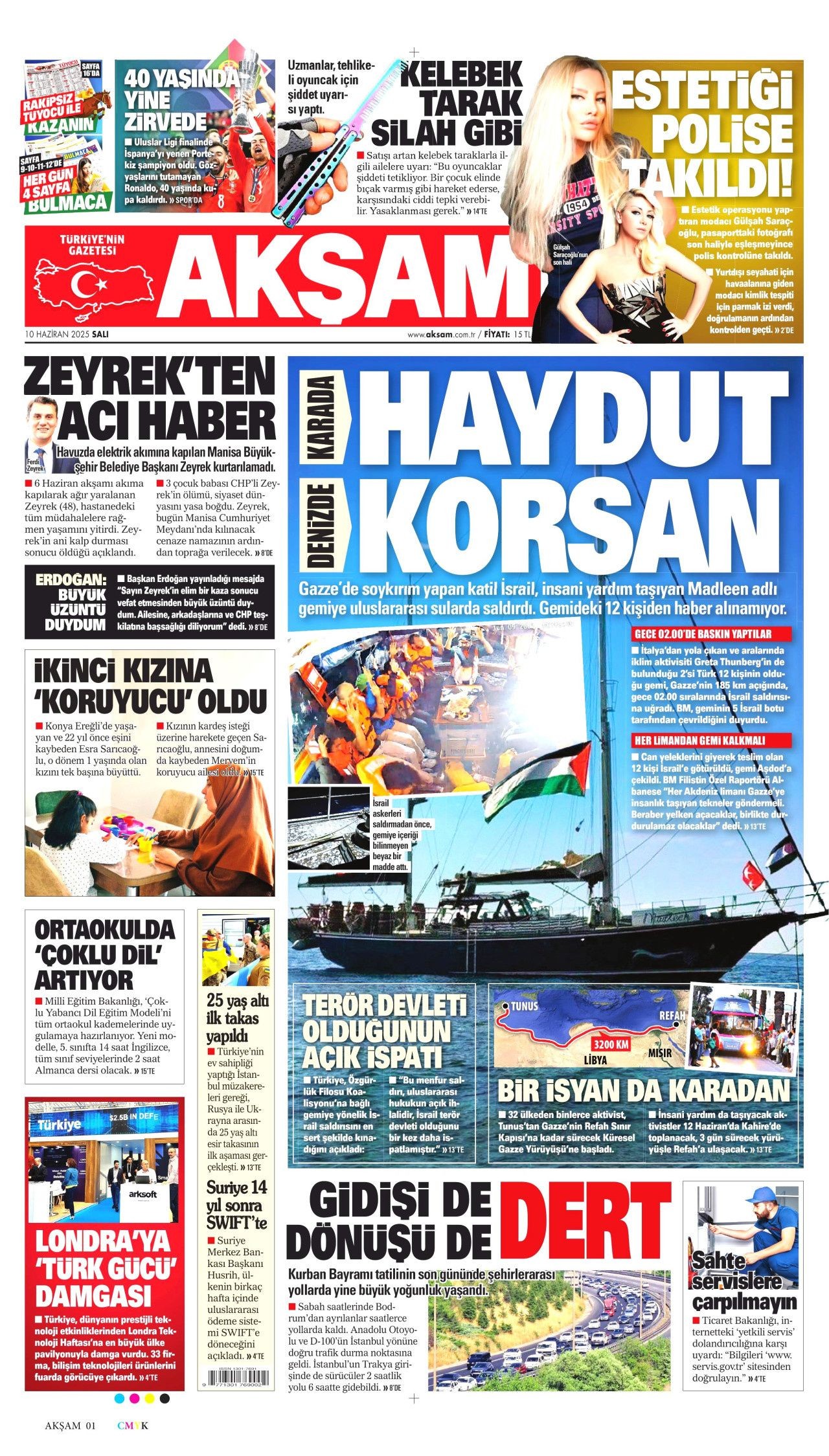 Haydut İsrail tekneye saldırdı! Madleen'e şafak baskını manşetlerde... 10 Haziran Salı gazete manşetleri - Sayfa 3
