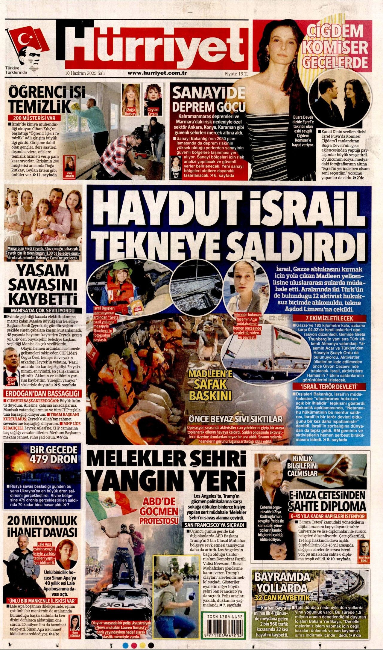 Haydut İsrail tekneye saldırdı! Madleen'e şafak baskını manşetlerde... 10 Haziran Salı gazete manşetleri - Sayfa 1