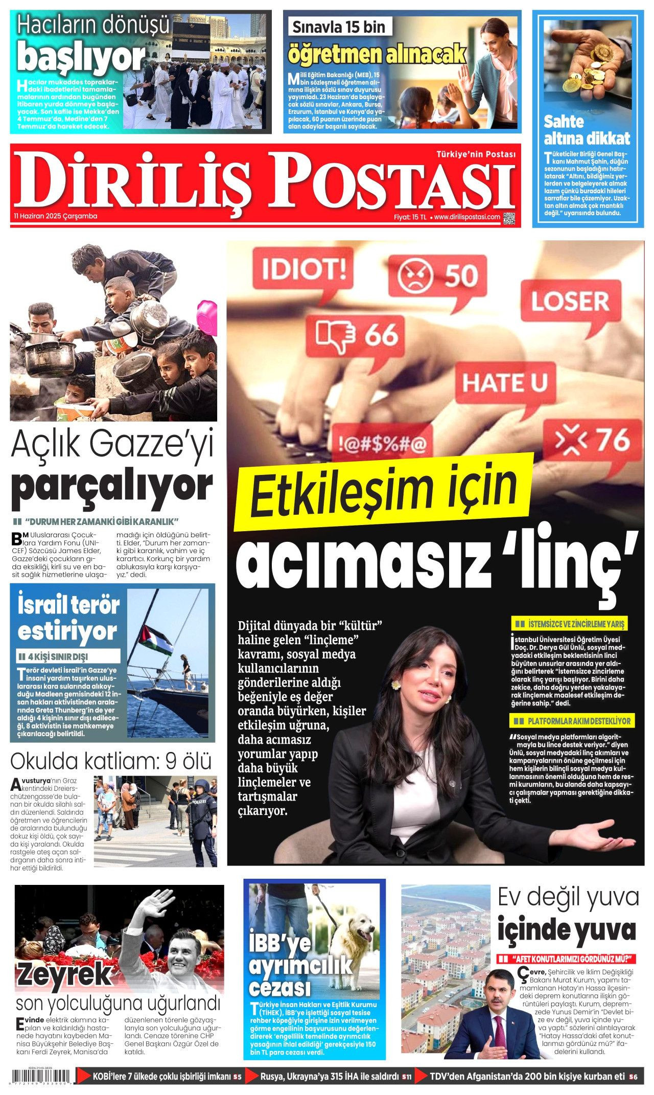 Siyaset üstü bir veda! Ferdi Zeyrek'in cenaze töreni manşetlerde... 11 Haziran Çarşamba gazete manşetleri - Sayfa 17