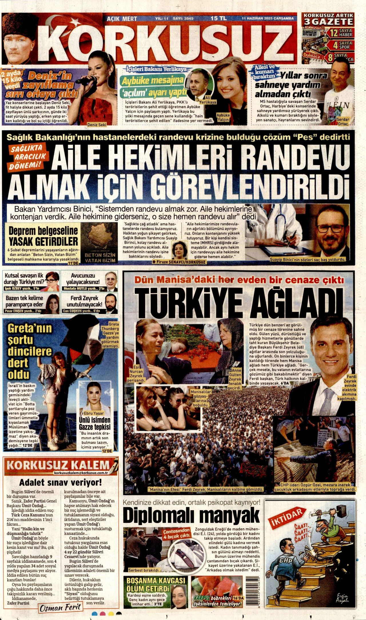 Siyaset üstü bir veda! Ferdi Zeyrek'in cenaze töreni manşetlerde... 11 Haziran Çarşamba gazete manşetleri - Sayfa 15