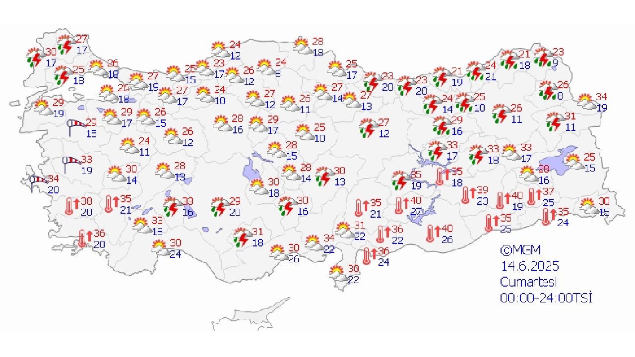 14 Haziran 2025 Meteoroloji il il açıkladı! Toz taşınımı ve sağanak yağışa dikkat! - Sayfa 1