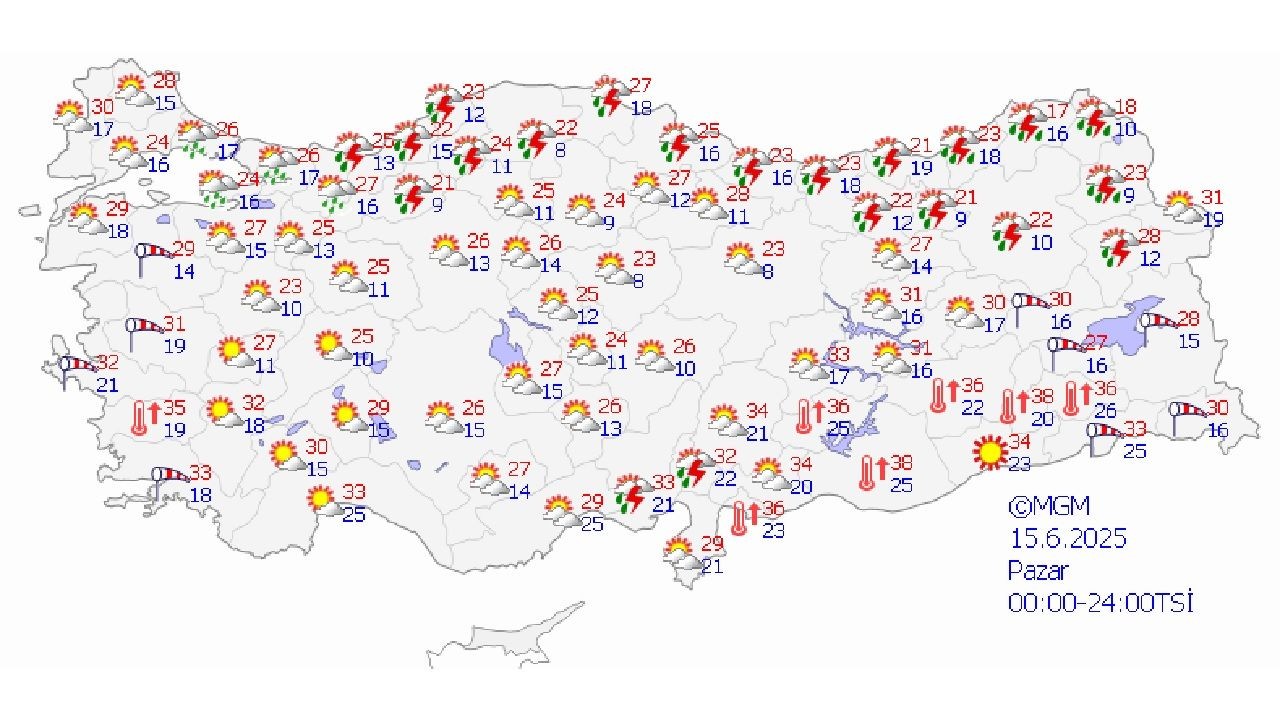 15 Haziran 2025 Türkiye geneli hava durumu! Başta Ankara, İstanbul ve İzmir'de beklenen sıcaklıklar... - Sayfa 1