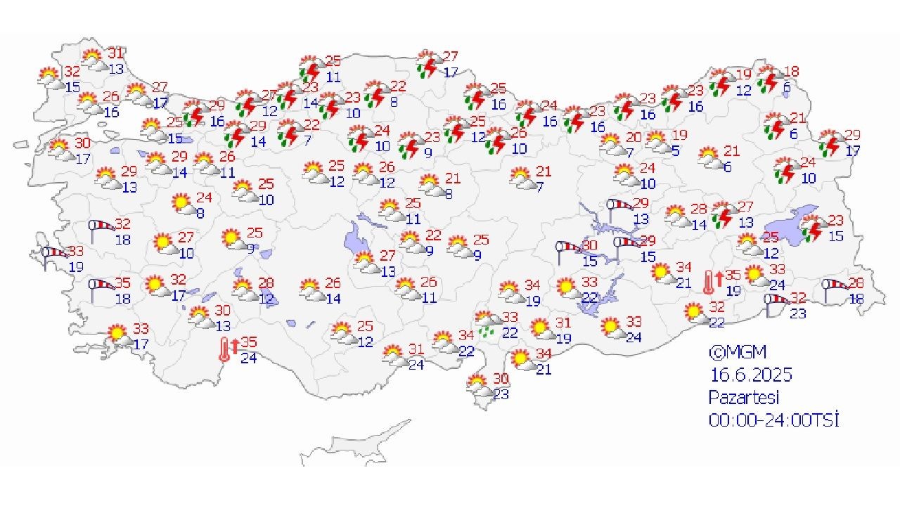 16 Haziran 2025 Türkiye genelinde hava durumu: Yağışlar kuzey ve doğu kesimlerde etkili olacak! - Sayfa 1
