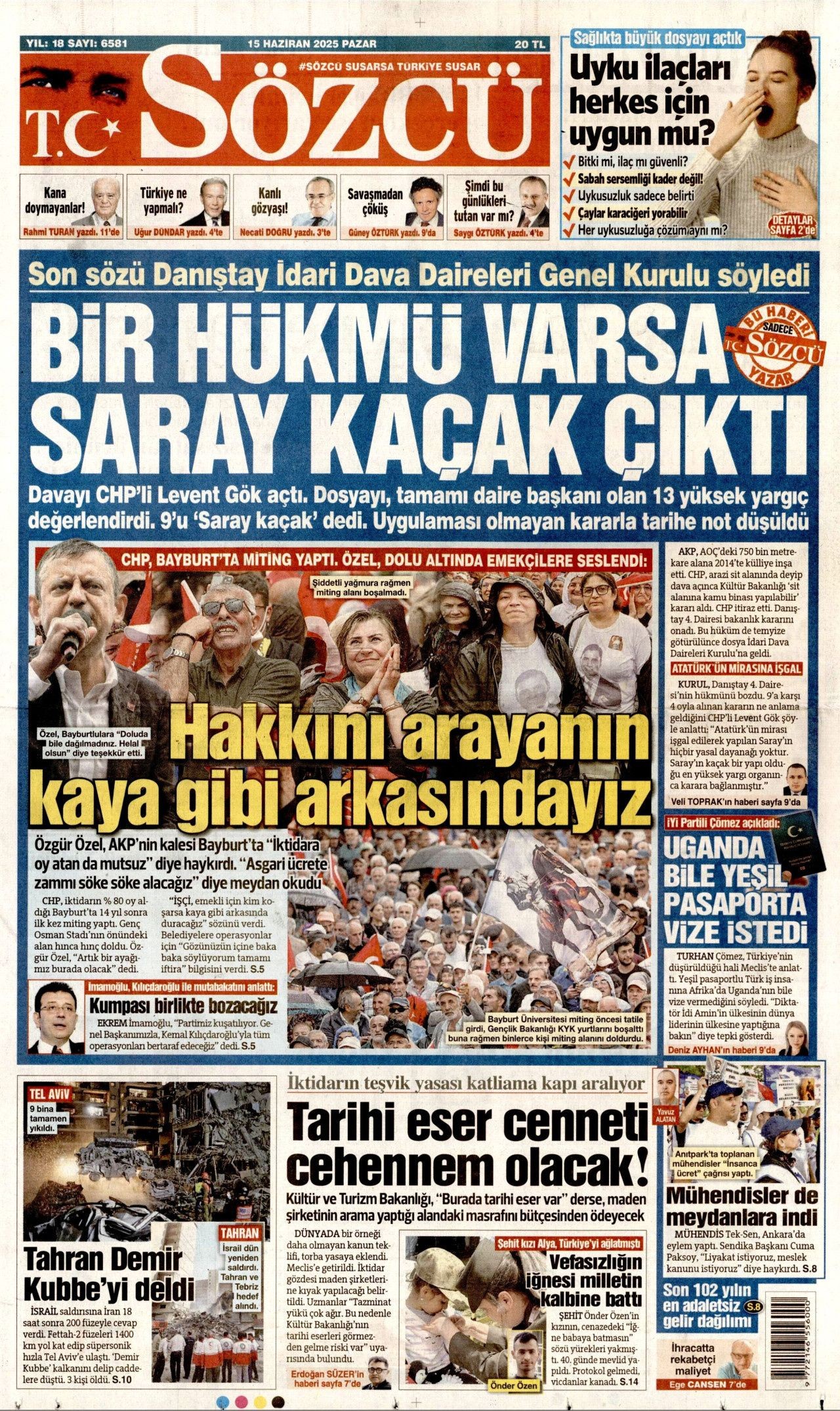 Dünya savaşının fragmanı... İsrail nükleer silah kullanır mı? Orta Doğu'daki gerilimi hangi gazete nasıl gördü? 15 Haziran manşetleri... - Sayfa 4