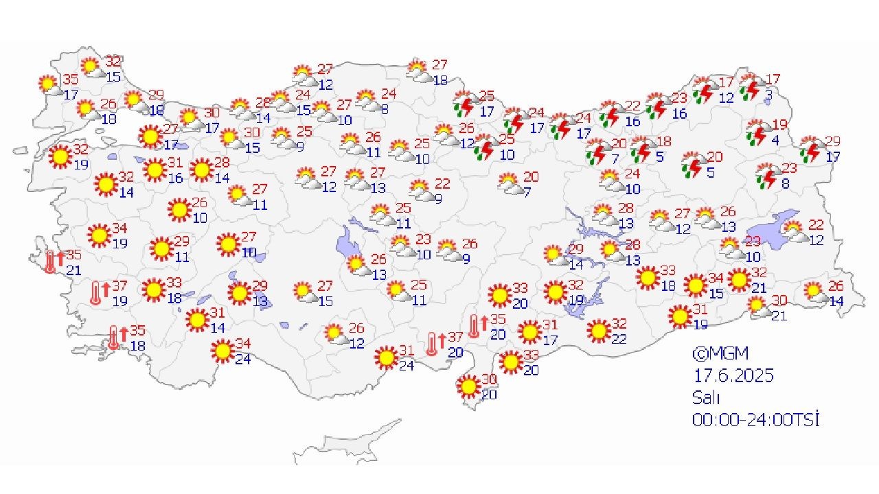 17 Haziran 2025 Salı yurt geneli hava durumu! Başta Ankara, İstanbul ve İzmir olmak üzere il il beklenen sıcaklıklar... - Sayfa 1