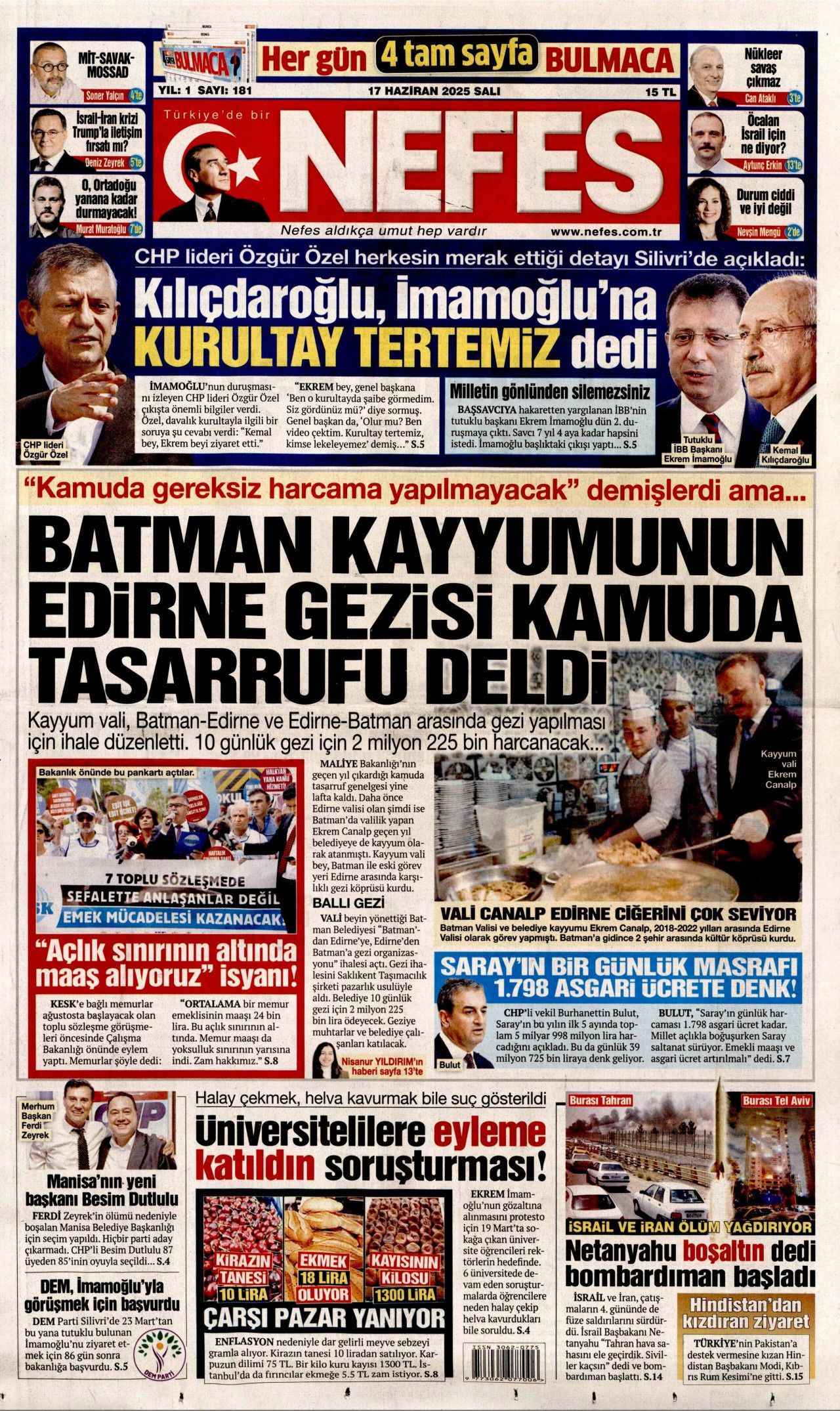 İsrail artık güvende değil! Nükleer kullanma ihtimali arttı...  17 Haziran Salı gazete manşetleri... - Sayfa 7
